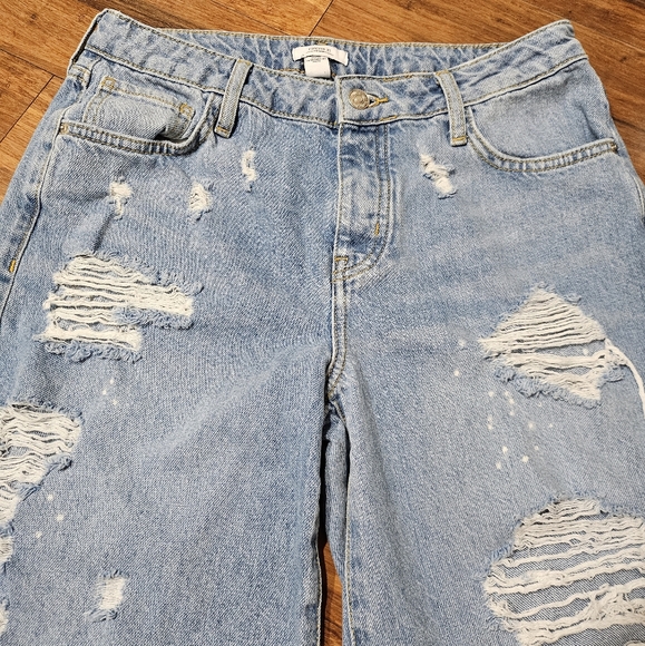 Forever 21 Premium Ultra Wide Leg Distressed High Rise Button Fly Jeans … - Picture 7 of 12